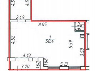 План помещения: Аренда магазина, 65 м² , улица Шостаковича  , №1